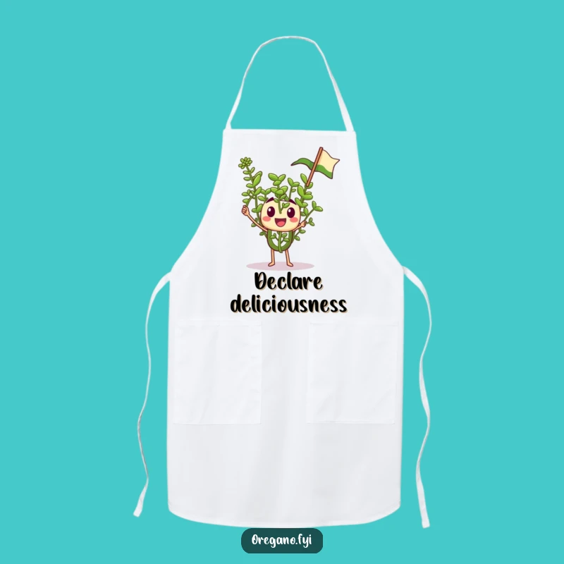 Funny Oregano Apron: Tiny Waving Flag Herb Design for Joyful Cooking