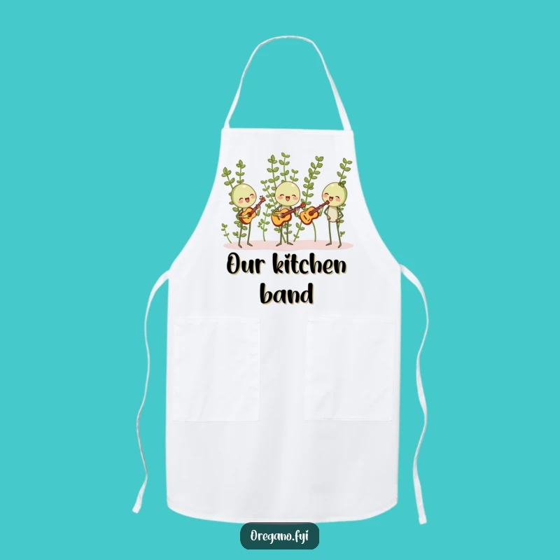 Funny Oregano Band Apron: Harmonizing Herbs, Master Musician's Delight