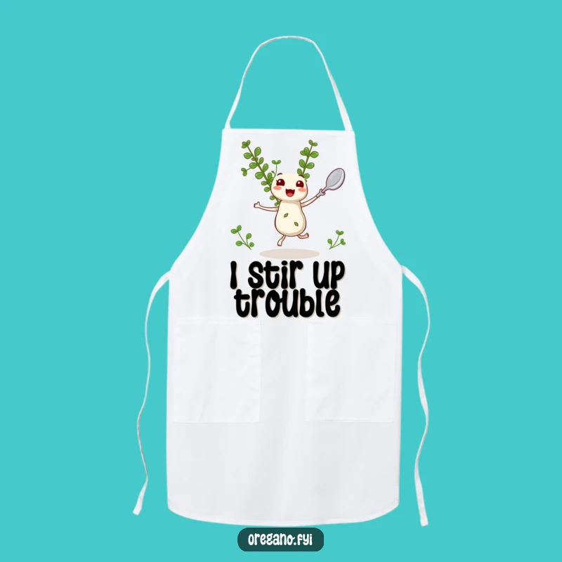 Funny Oregano Apron: Dancing Kawaii Herb Chef Gift for Cooking
