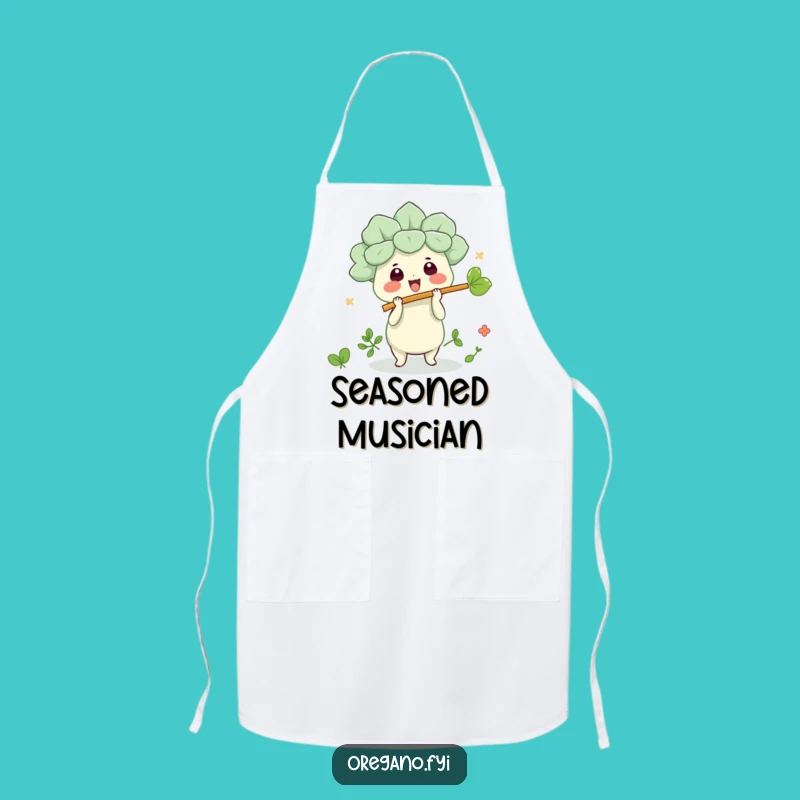 Funny Kawaii Oregano Leaf Flute Apron, Hilarious Kitchen Companion