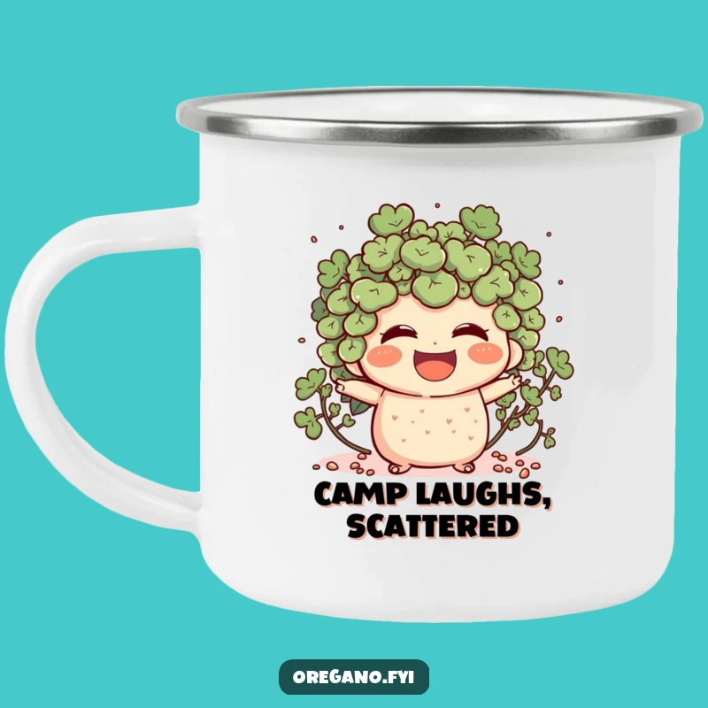 Funny Oregano Laughing Camping Mug: Happy Herb Outdoor Cup, Unique Gift