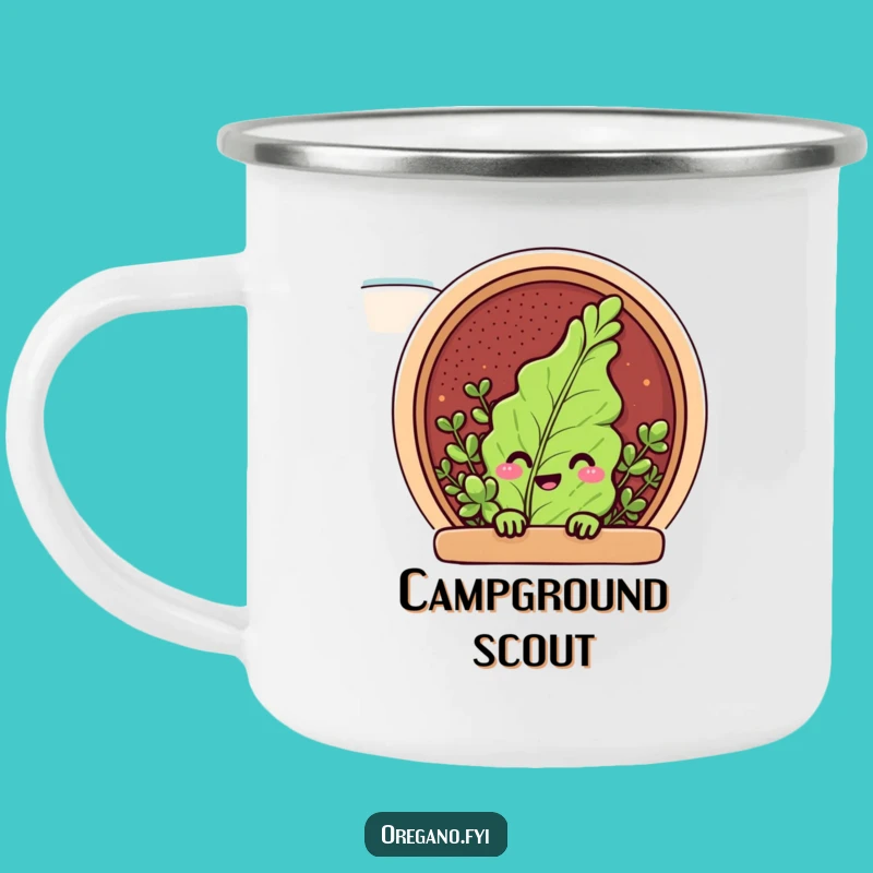 Funny Peeking Oregano Camping Mug: Trail Spice Rack View, Rugged Funny Gift for Campers