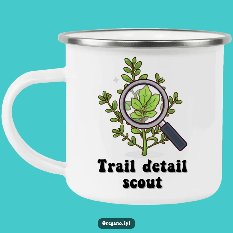 Funny Detective Oregano Camping Mug, Outdoor Herb Mug for Curious Explorers