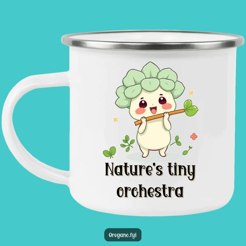Funny Kawaii Oregano Leaf Flute Camping Mug, Outdoor Humorous Sip