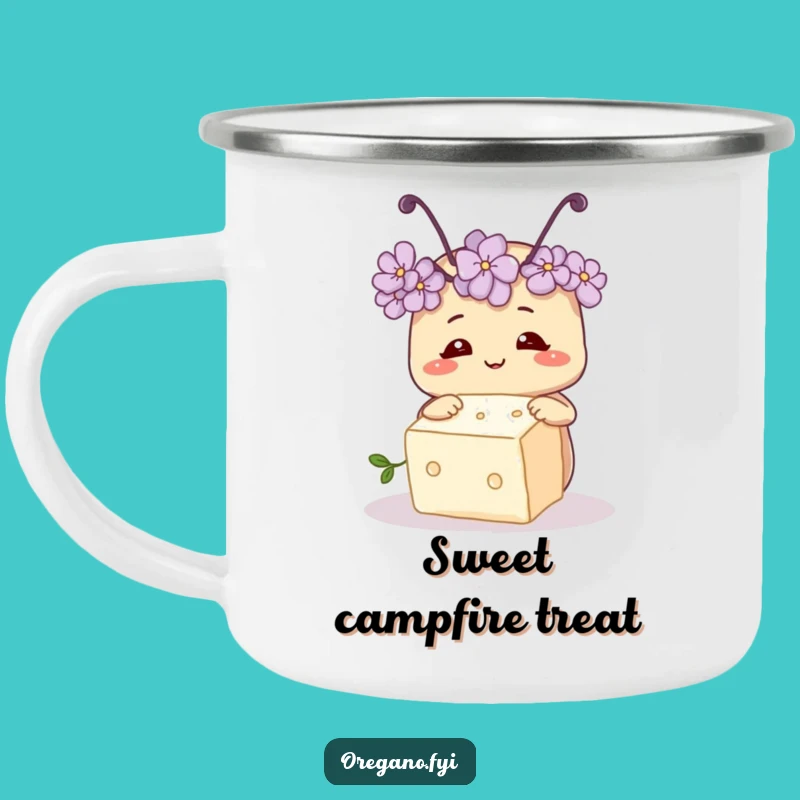 Funny Oregano Antennae Camping Mug: Enjoy Drinks with Curious Herbaceous Style