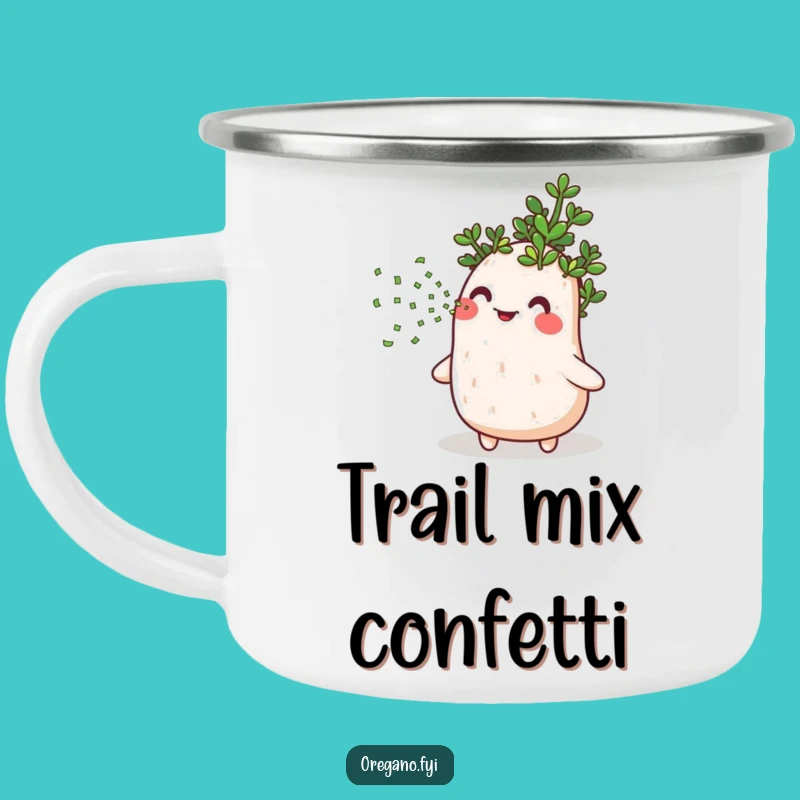Funny Oregano Confetti Camping Mug: Enjoy Hot Drinks with Herbaceous Fun
