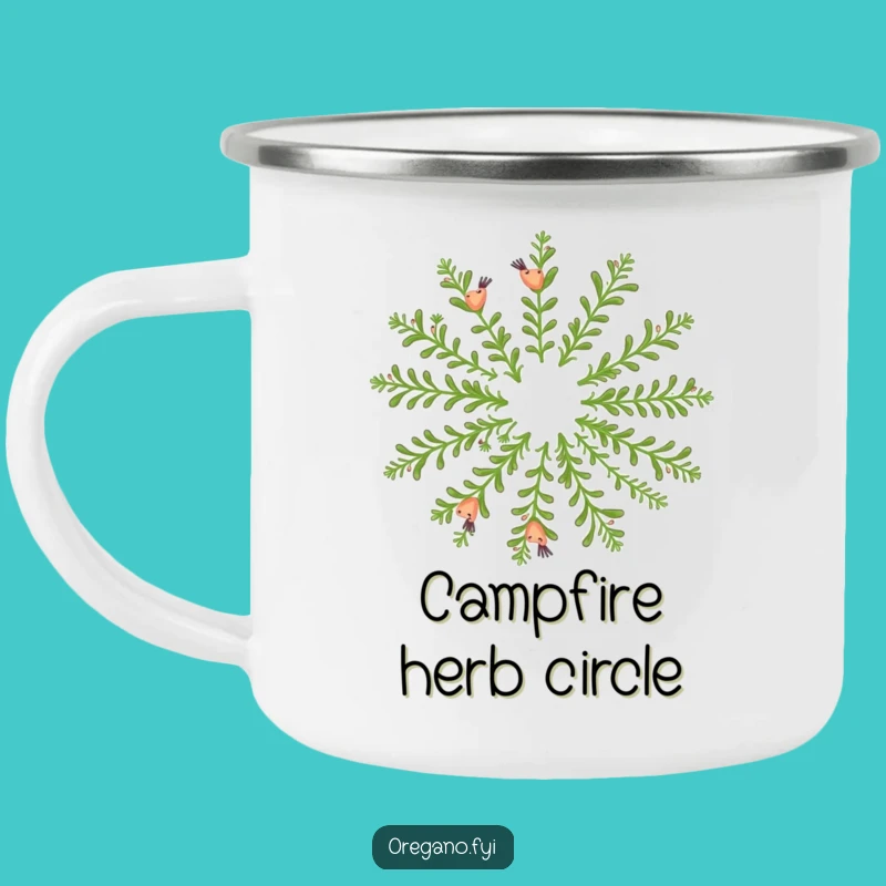 Funny Oregano Dance Camping Mug - Happy Herb Circle, Hilarious Outdoor Gift!