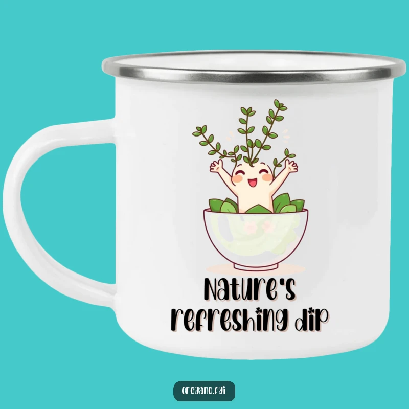 Funny Oregano Salad Leap Camping Mug - Durable & Hilarious Herb Gear