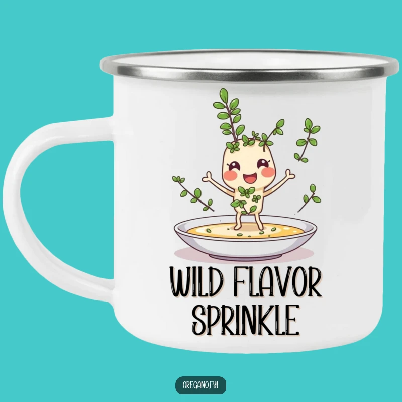 Funny Oregano Sprinkle Camping Mug: Joyful Herb, Campfire Seasoning Fun