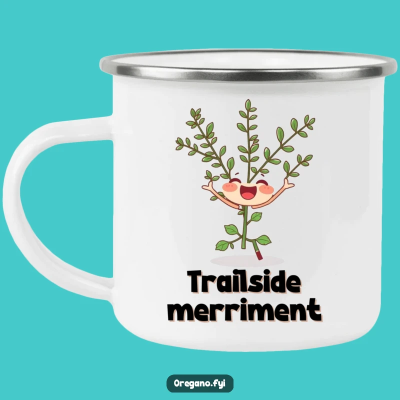 Funny Oregano Twirl Camping Mug: Joyful Sips on Adventure
