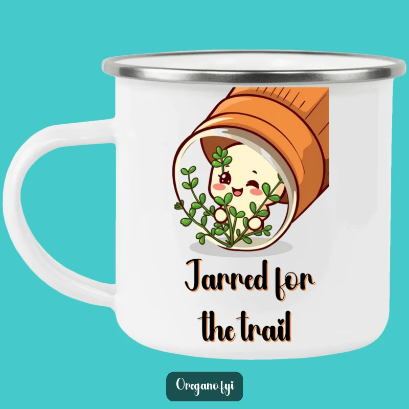 Funny Satisfied Oregano Camping Mug - Spice Jar Herb, Hilarious Outdoor Gift!