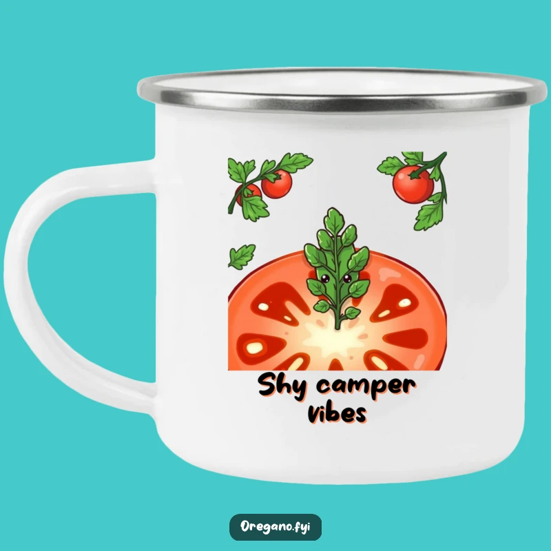 Funny Shy Oregano Tomato Camping Mug: Sip Your Brew with Gentle Charm Gift