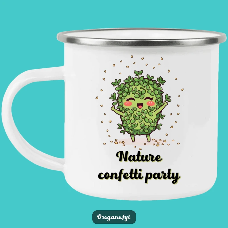 Funny Seed Scattering Oregano Camping Mug: Campfire Seeds, Your Humorous Outdoor Companion