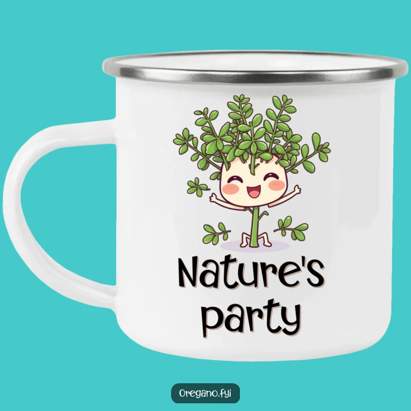 Funny Oregano Wiggle Camping Mug - Herbaceous Cheer for Outdoor Adventures