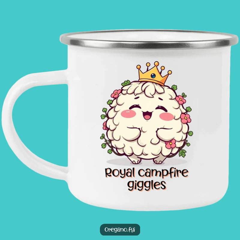 Funny Giggling Oregano King Enamel Camping Mug Royal Adventure Awaits