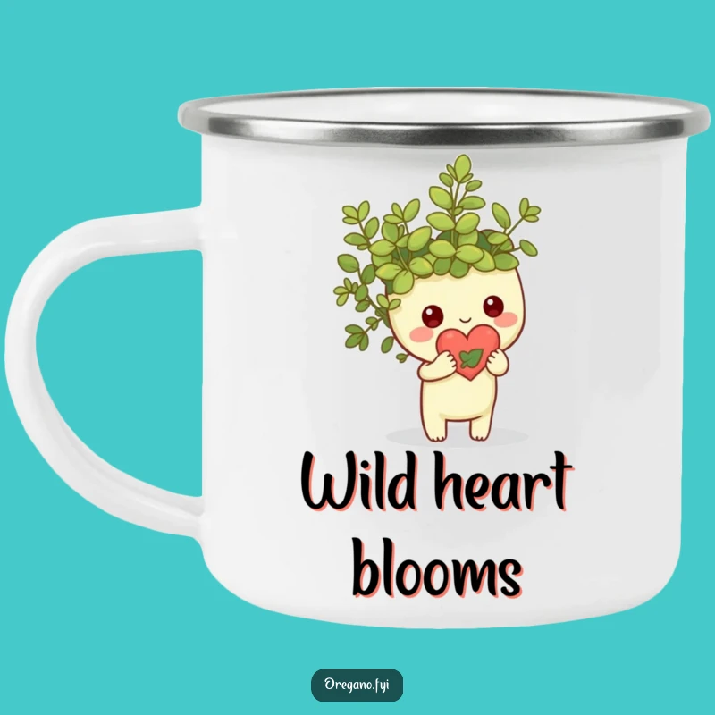 Funny Kawaii Oregano Heart Camping Mug: Leafy Love Camp Gift