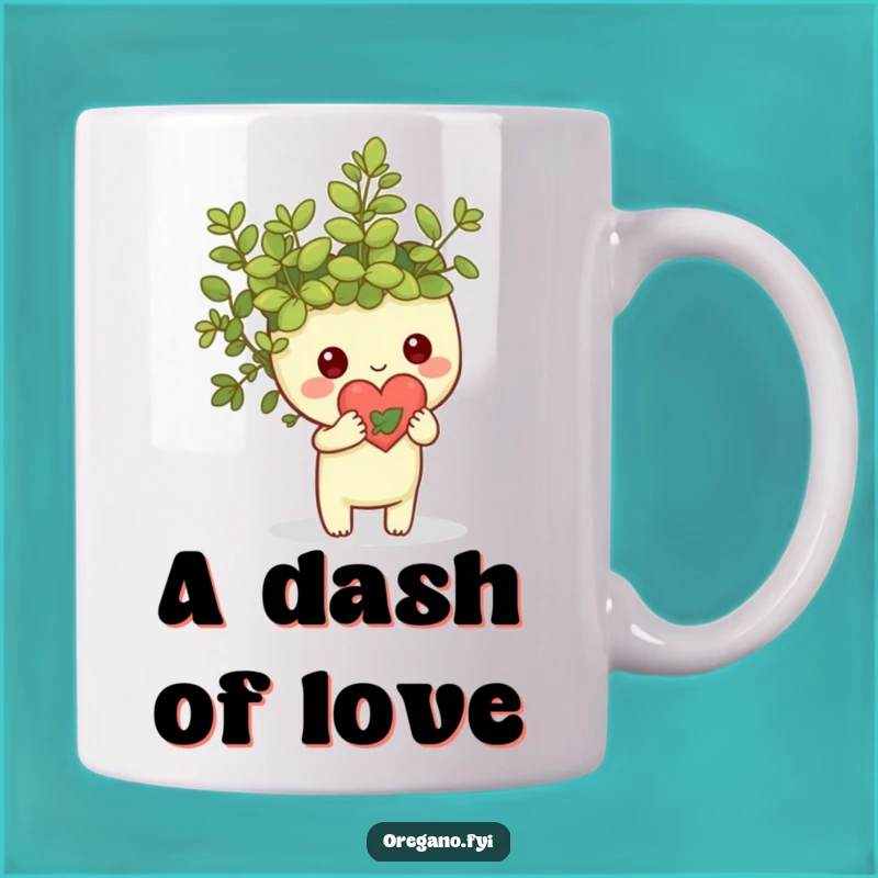 Funny Kawaii Oregano Heart Mug: Love Leaf Herb Coffee Cup Gift
