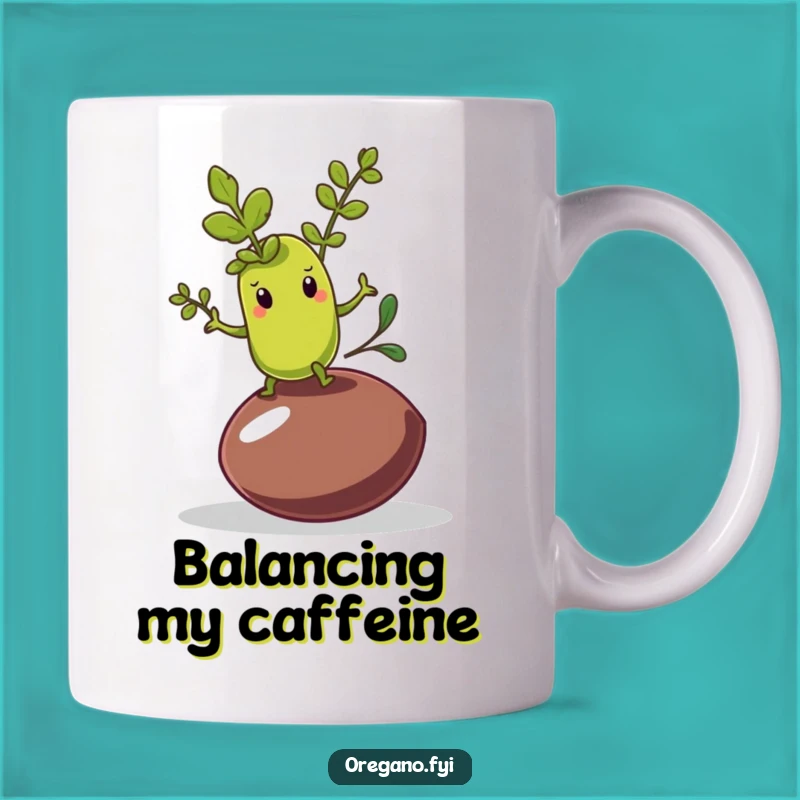 Funny Oregano Olive Pit Mug: Balancing Act Funny Gift!