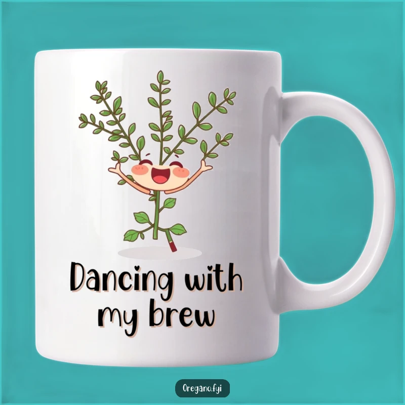 Funny Joyful Oregano Twirl Mug: A Happy Herb Gift for Your Kitchen
