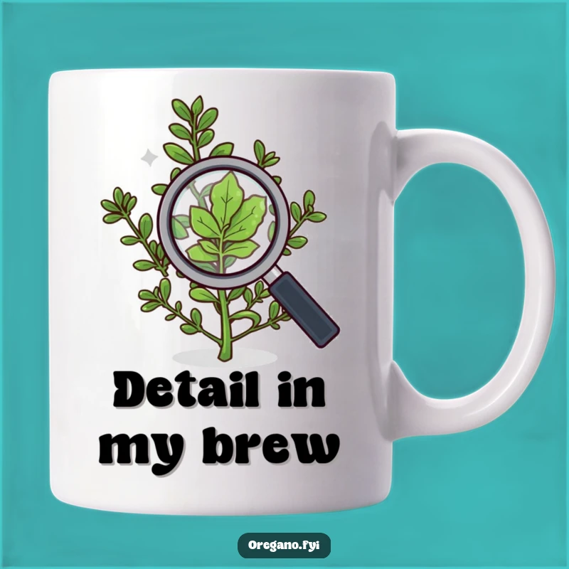 Funny Detective Oregano Mug, Curious Herb Gift for Detail Lovers