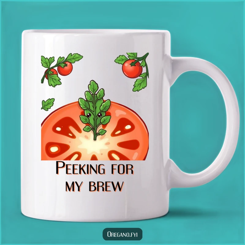Funny Shy Oregano Tomato Mug: Adorable Vegetable Humor Gift for Introverts