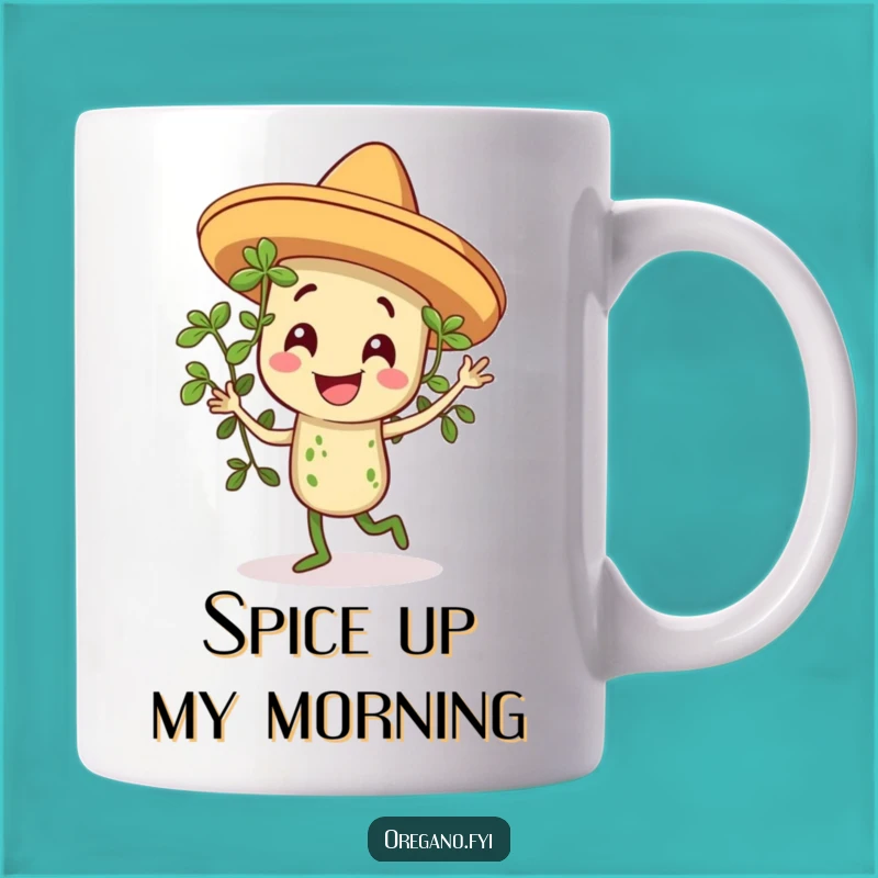 Funny Sombrero Oregano Dancing Mug, a Hilarious Herb Gift for Spice Lovers