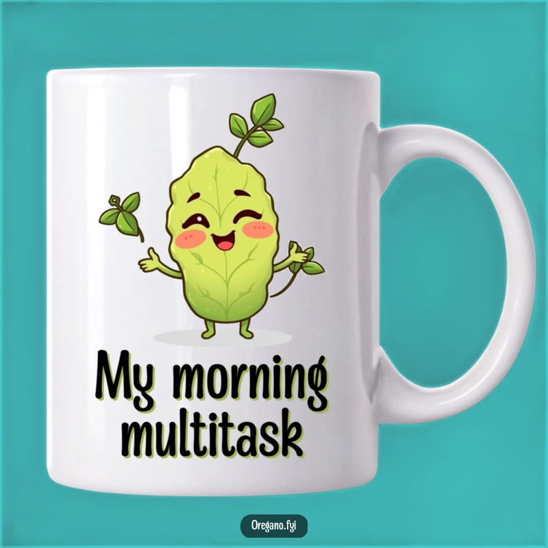 Funny Winking Oregano Mug: Juggling Herb with Basil, Perfect Funny Gift