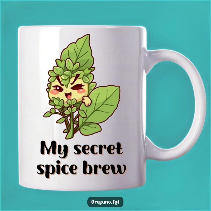 Funny Mischief Oregano Mug - Winking Herb Secret, Hilarious Prankster Gift!