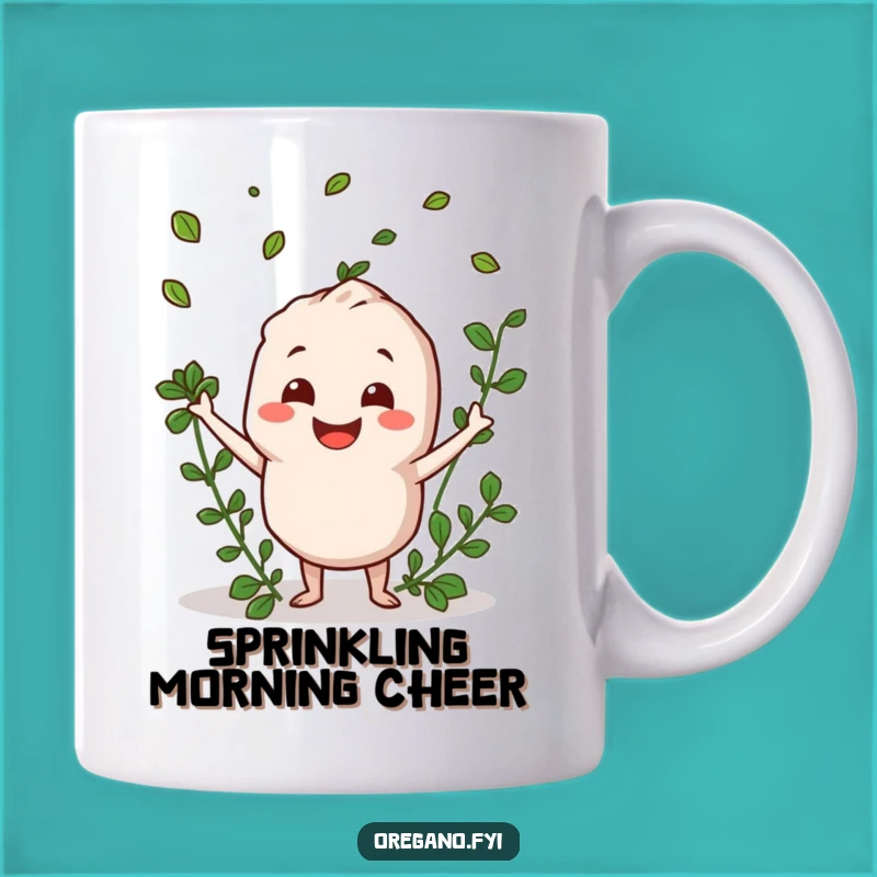 Funny Oregano Tossing Leaves Mug - Happy Vibes for Your Kitchen!