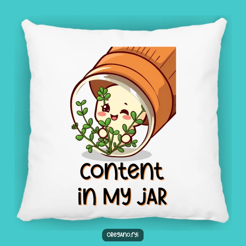 Funny Satisfied Oregano Pillow - Spice Jar Herb, Comfy Hilarious Gift!