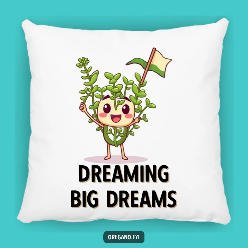 Funny Oregano Pillow: Comfy Flag-Waving Tiny Herb for Cozy Cheer