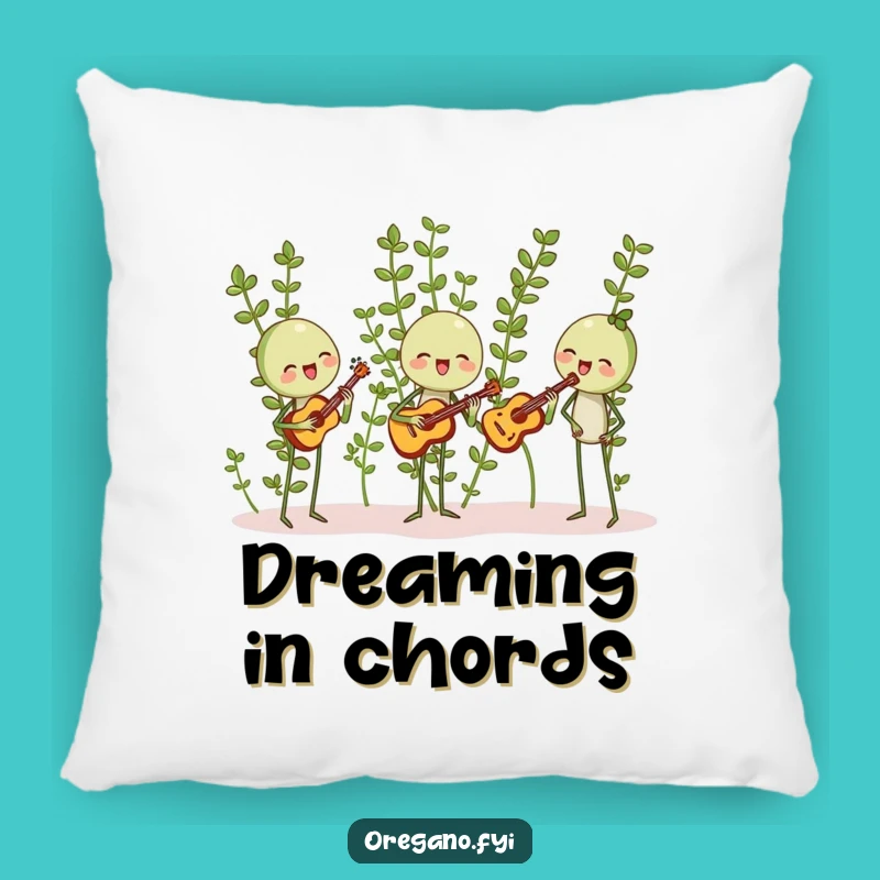 Funny Oregano Band Pillow: Harmonizing Herbs, Cozy Comfort