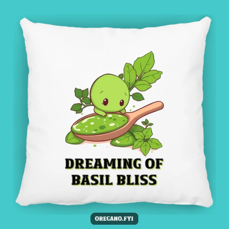 Funny Pesto Explorer Oregano Leaf Pillow: Comfy Humor for Your Couch!