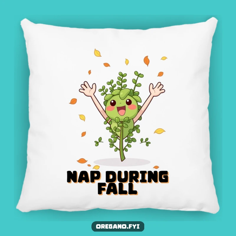 Funny Autumn Oregano Pillow, Soft Herb Cushion for Cozy Fall Nights
