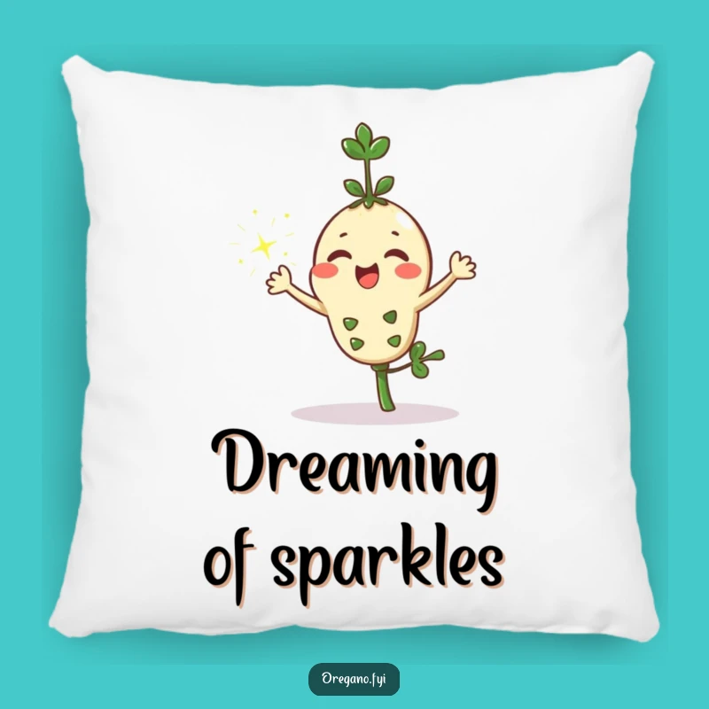 Funny Kawaii Oregano Sparkle Pillow: Cozy Herb Comfort, Hilarious Accent Pillow