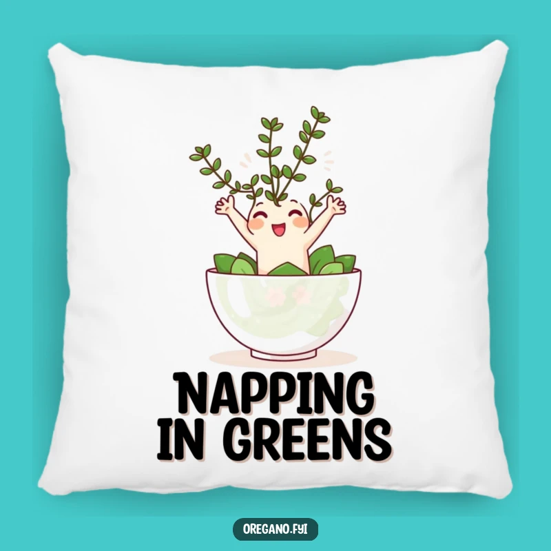 Funny Oregano Salad Leap Pillow - Cozy & Humorous Herb Comfort Gift