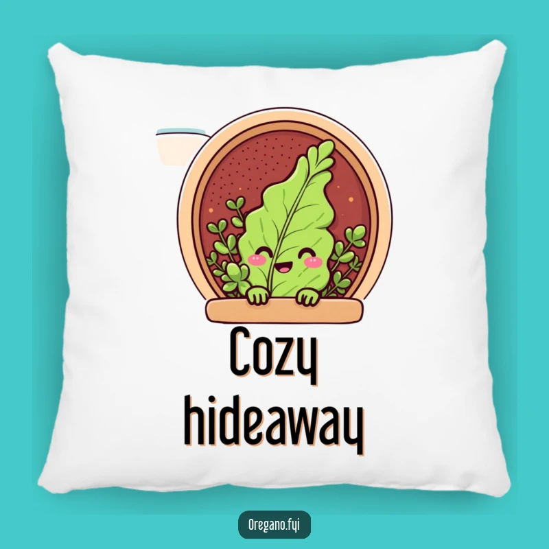Funny Peeking Oregano Pillow: Cozy Spice Rack Comfort, Adorable Funny Gift for Relaxation
