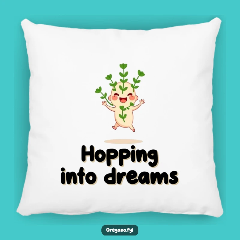 Funny Oregano Hop Pillow - Cozy Joyful Herb Comfort!