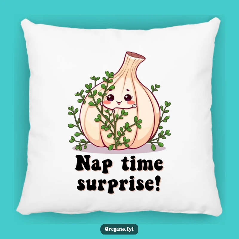 Funny Kawaii Oregano Peek-a-Boo Pillow: Cozy Herb Surprise, Hilarious Accent Pillow