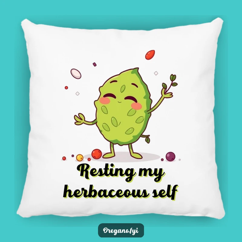 Comfy Funny Oregano Leaf Pillow - Giggling Herb Cushion for Cozy Laughs