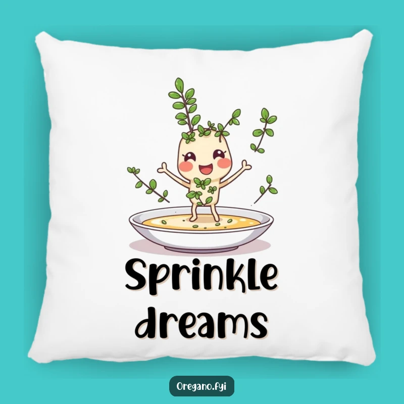Funny Oregano Sprinkle Pillow: Joyful Herb, Cozy Comfort for Chefs