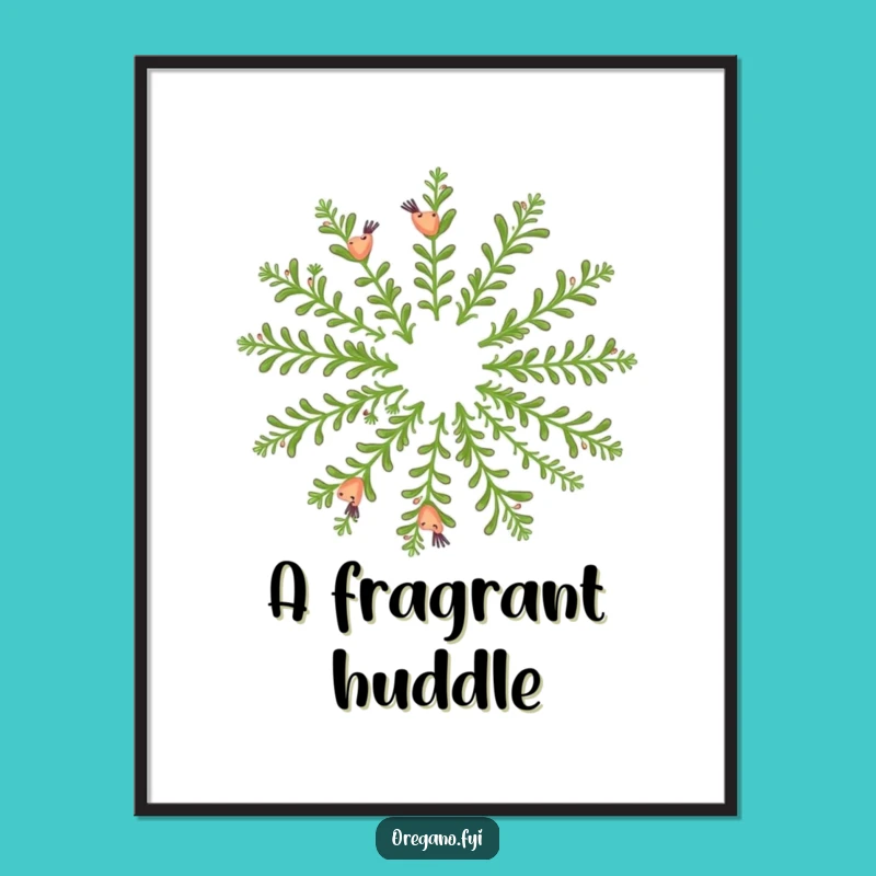 Funny Oregano Dance Digital Art - Happy Herb Circle, Hilarious Instant Gift!