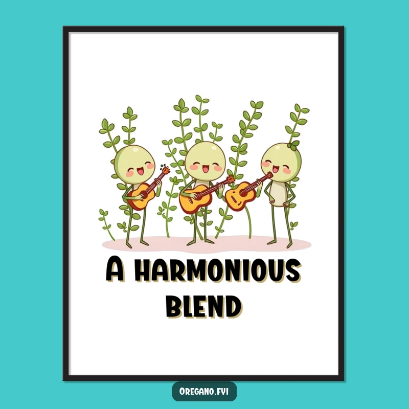 Funny Oregano Band Digital Art: Harmonizing Herbs, Instant Musical Joy