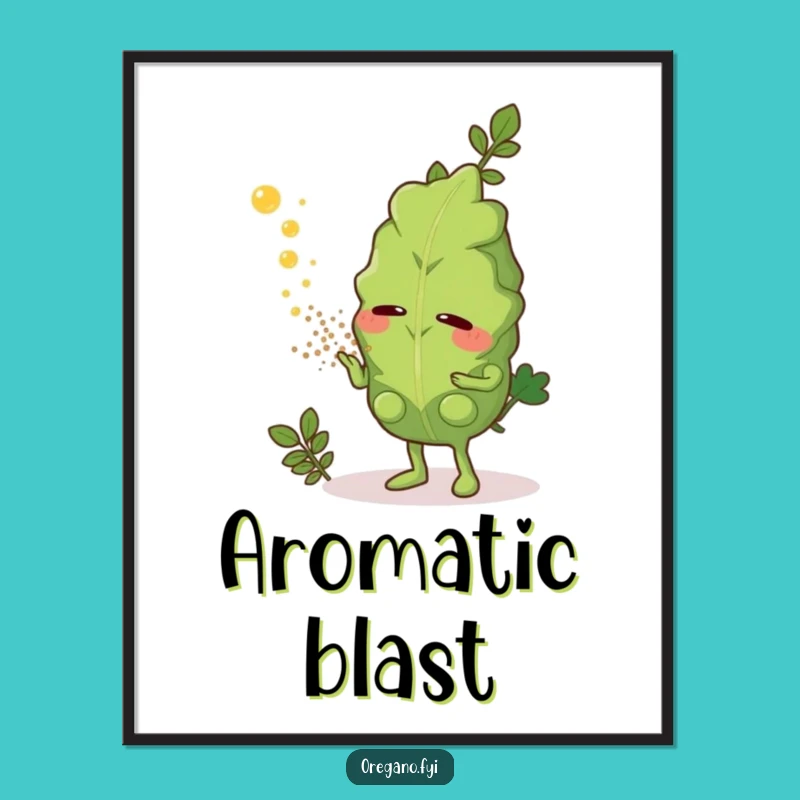 Funny Oregano Sneeze Digital Art: Aromatic Dust Humor Print, Instant Funny Gift for Walls