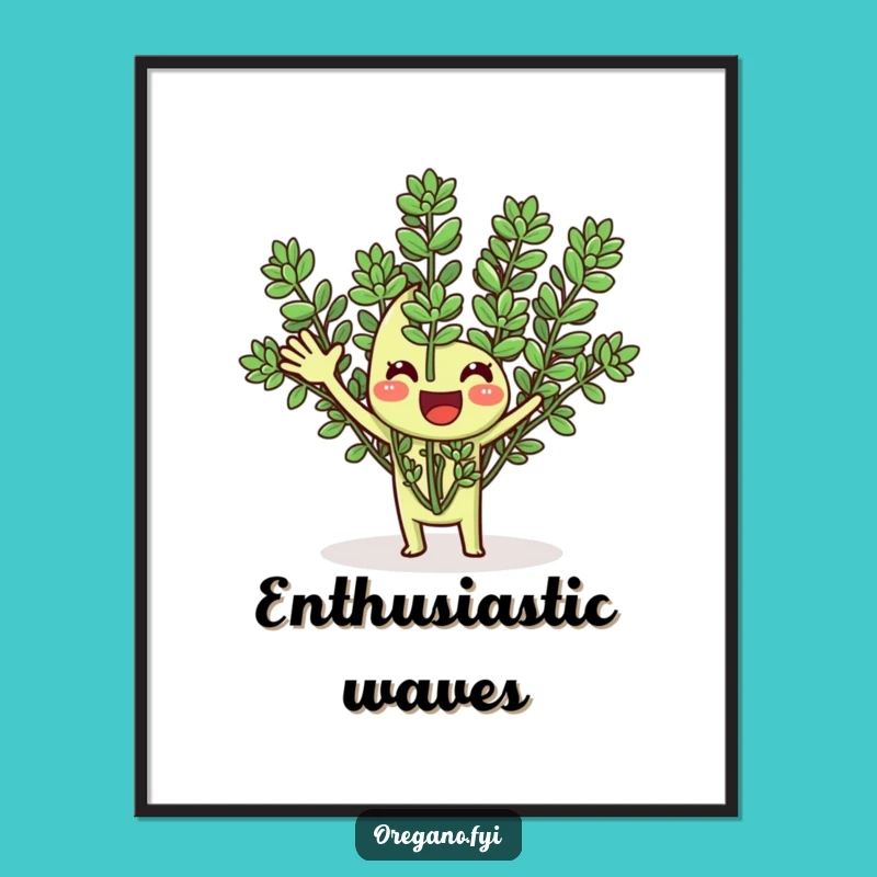 Funny Oregano Waving Digital Art: Instantly Add Herbaceous Greetings