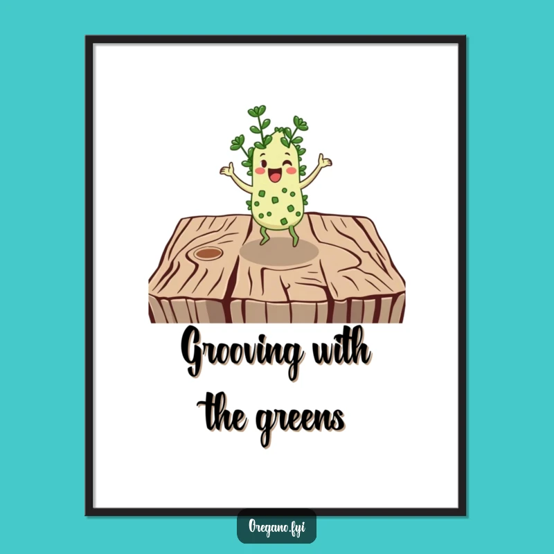 Funny Jigging Oregano Digital Art - Cheerful Herb Dancer, Hilarious Instant Gift!