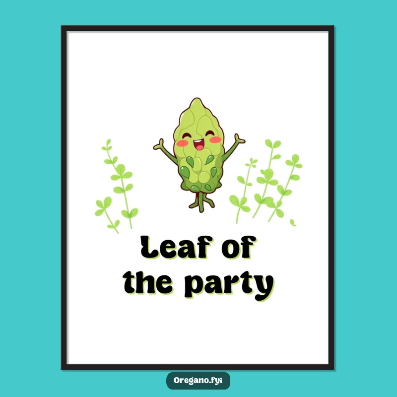 Funny Kawaii Oregano Dancer Digital Print Instant Joyful Herb Art