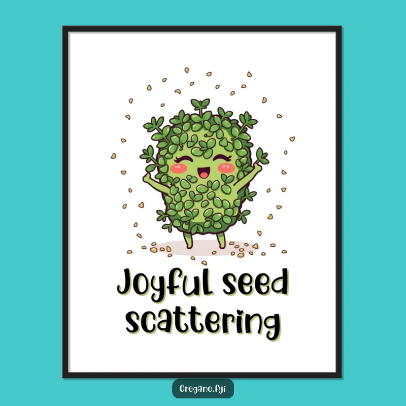 Funny Seed Scattering Oregano Digital Art: Grow Smiles, Decorate with Herbal Joy