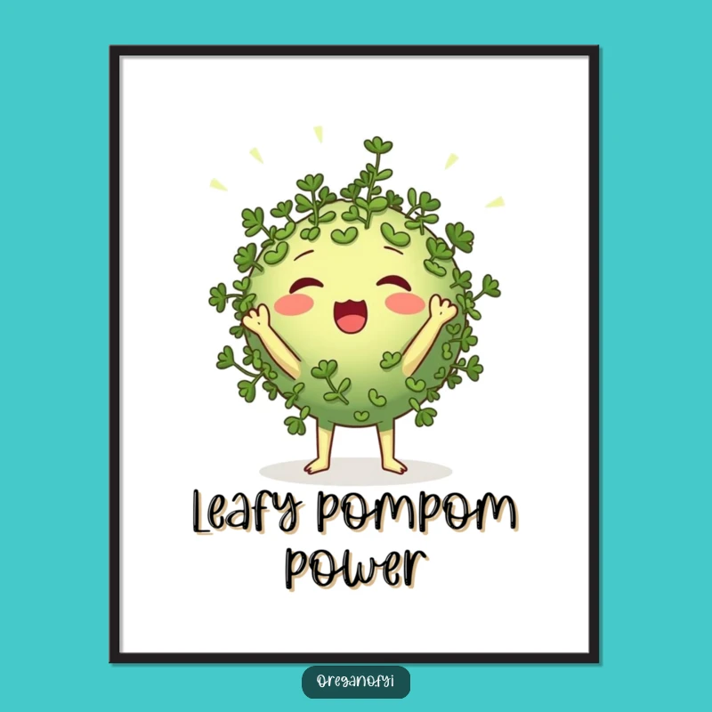 Funny Oregano Cheerleader Digital Print Instant Spirited Herb Art