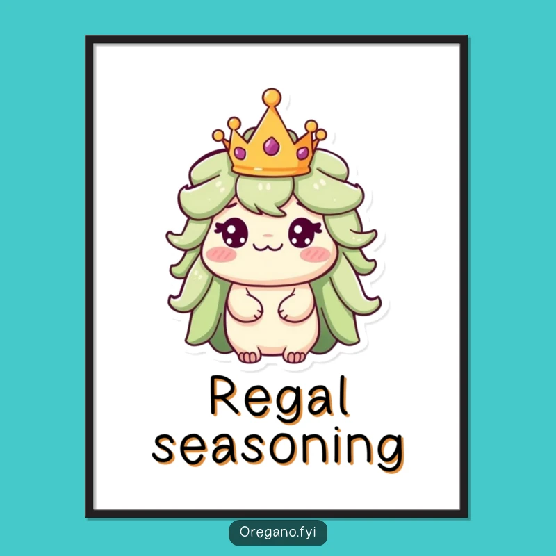 Funny Oregano King Digital Art: Regal Herb Print, Unique Gift